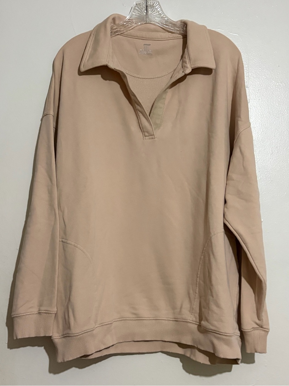 Aerie Beige Collar Sweatshirt Womens Size M